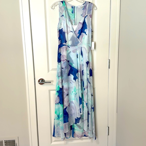 Calvin Klein Ruffle Chiffon Floral Dress - Picture 1 of 8